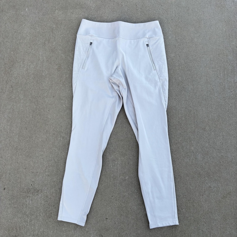 Athleta Leggings Womens Large White Peak Hybrid Fleece Tight Ankle Zip‎ Pocket